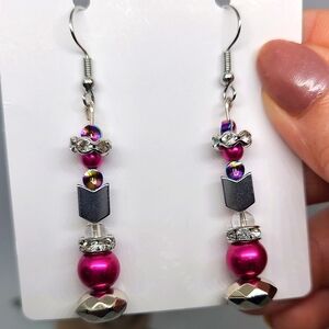 🆕️ Fuschia Sparkly Earrings A1